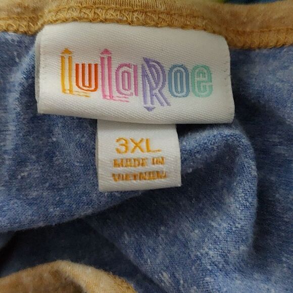 LulaRoe Randy tan and blue tunic shirt Sz 3XL - Picture 4 of 4